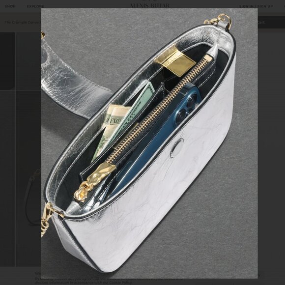 Alexis Bittar Convertible Crossbody Handbag - Silver w/ Gold Hardware - Like New - Picture 9 of 13